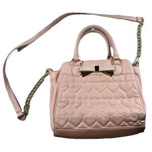 Betsey Johnson Pink Quilted Heart Bow Purse /‎ Satchel